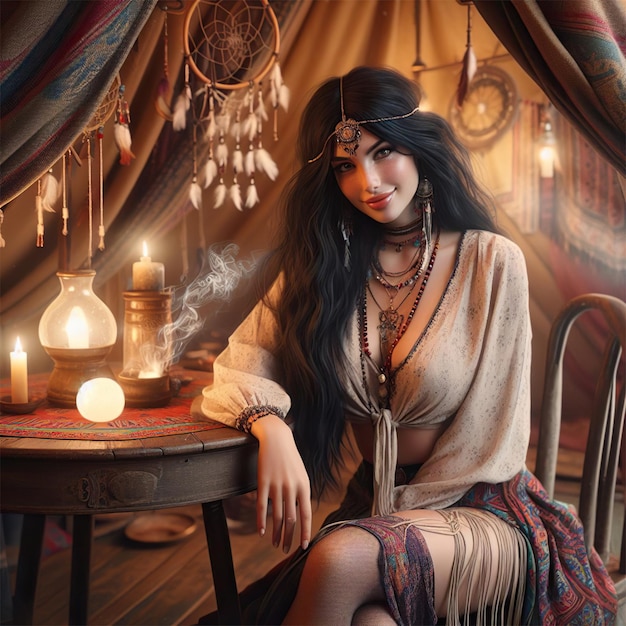 Portrait of a pretty female fortune teller