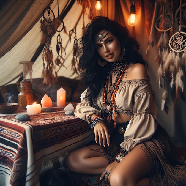 Portrait of a pretty female fortune teller