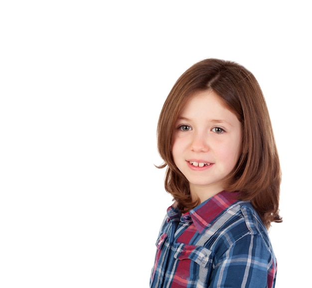 Portrait of a pretty girl with plaid shirt 