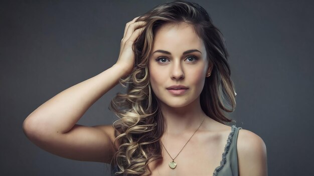 Portrait of pretty young woman posing in the studio photo