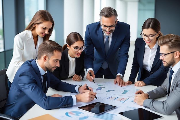 Portrait of professional business people working together