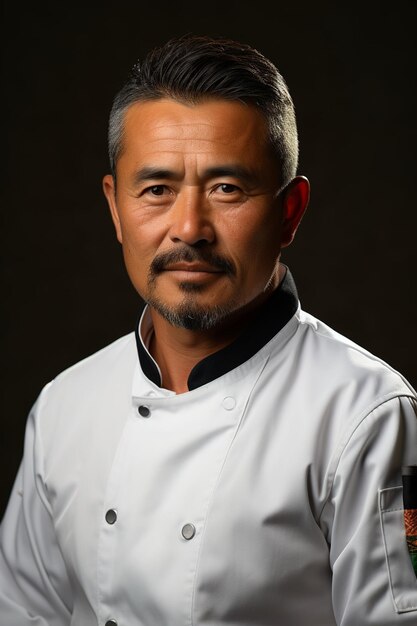 Foto un ritratto di uno chef professionista in posa d'affari
