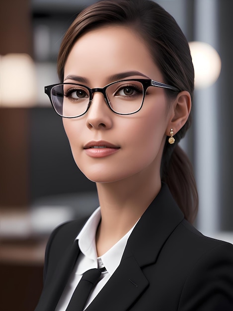 portrait of professional woman wearing glasses and suit