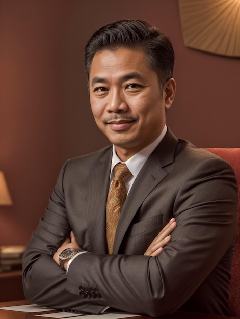 Portrait a proud indonesian ceo business man in office