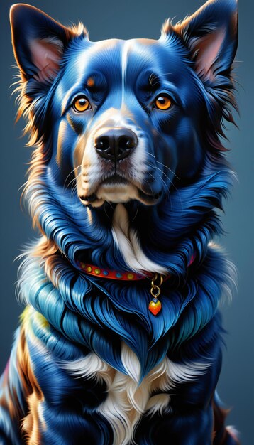 Portrait of a purebred dog Collage Blue background