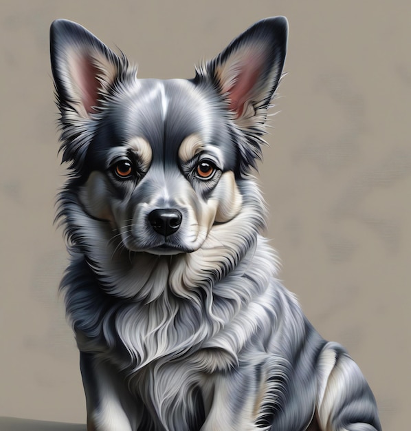 Portrait of a purebred shepherd dog on a gray background