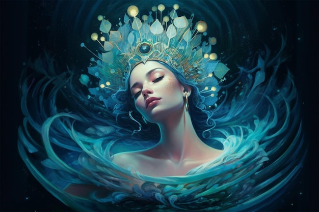 portrait of queen of dreams bioluminescent extreme