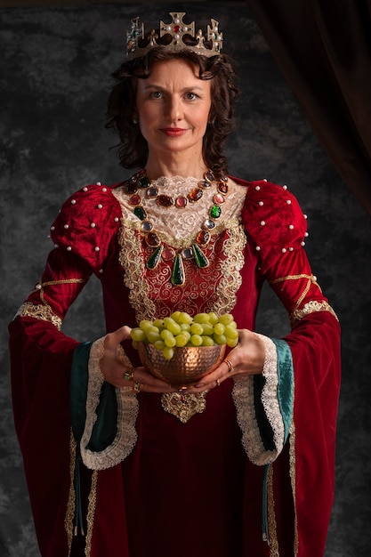 Portrait of queen with grapes