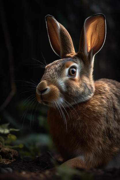 Portrait of Rabbit Dramatic and Cinematic Lighting Photography Generative AI