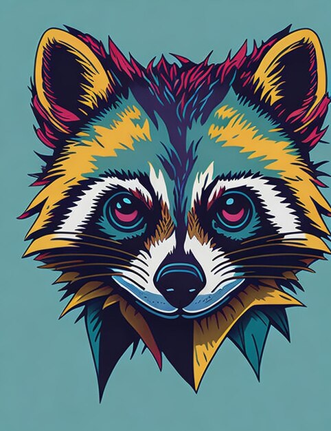 portrait of a raccoon vector illustration tshirt design