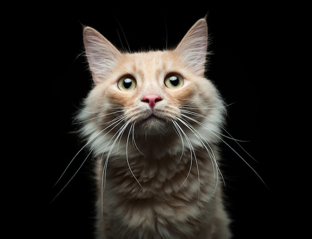 Portrait of a red cat on a black backgroundxA