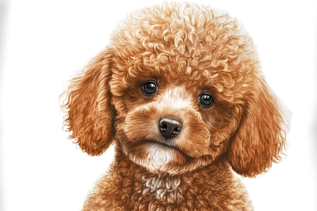 Photo portrait of red cute little poodles isolated on white background