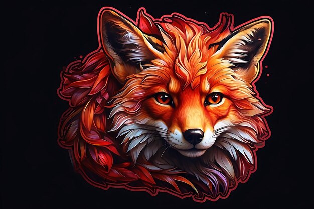 Portrait of a red fox on a black background vector illustration