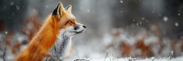 Foto ritratto di volpe rossa in inverno nella foresta con la neve