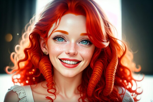 Portrait of red haired girl with a creative make up