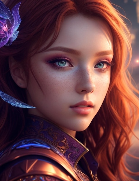 Portrait of a redhaired beautiful cute girl