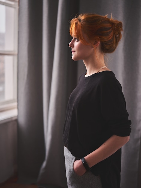 Portrait of a redhead girl with natural light