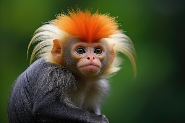 Photo portrait of redshanked douc langur thailand the red shanked douc is a species of old world monkey