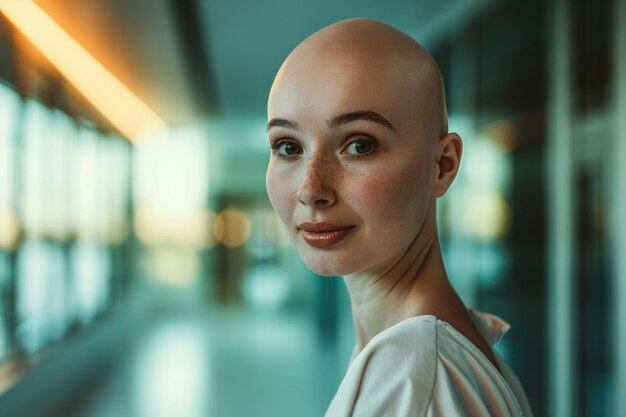 Portrait of Resilience Inspiring Young Woman with Bald Beauty