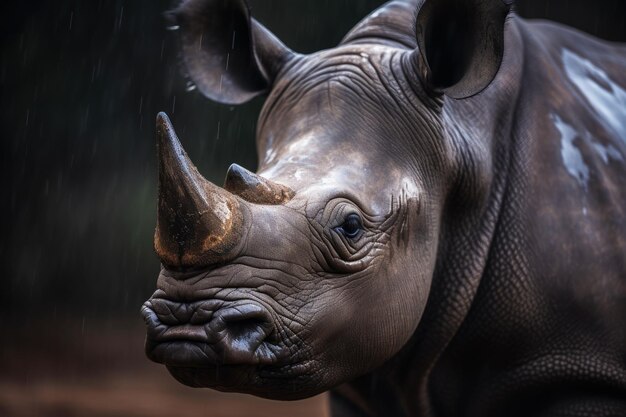 Photo portrait of a rhinoceros in its natural habitat