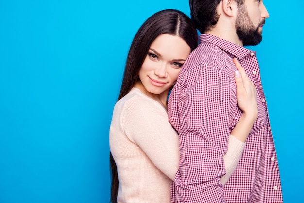 Portrait of romantic couple posing together