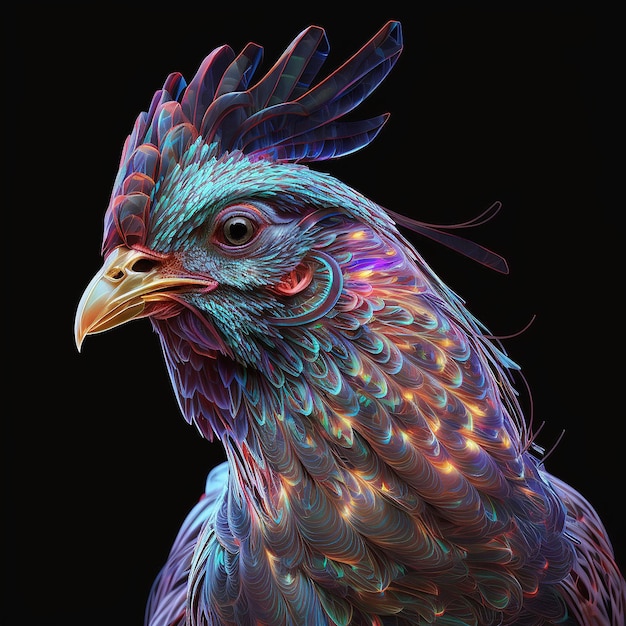 A portrait of a rooster chicken inspired animal art painting AI Generated Image