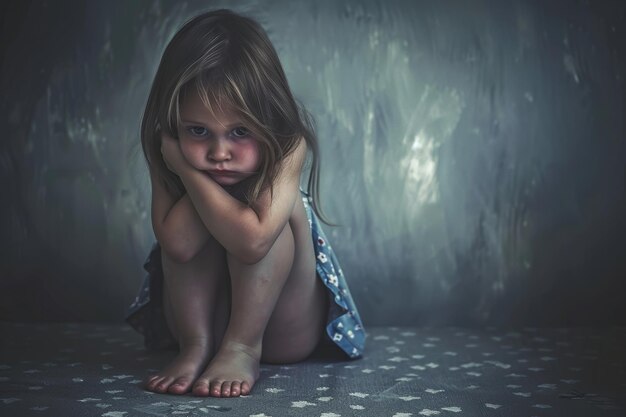 Photo portrait of sad abandoned lonely child