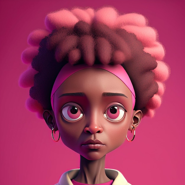 Portrait of sad african american woman with coloured hair created using generative ai technology