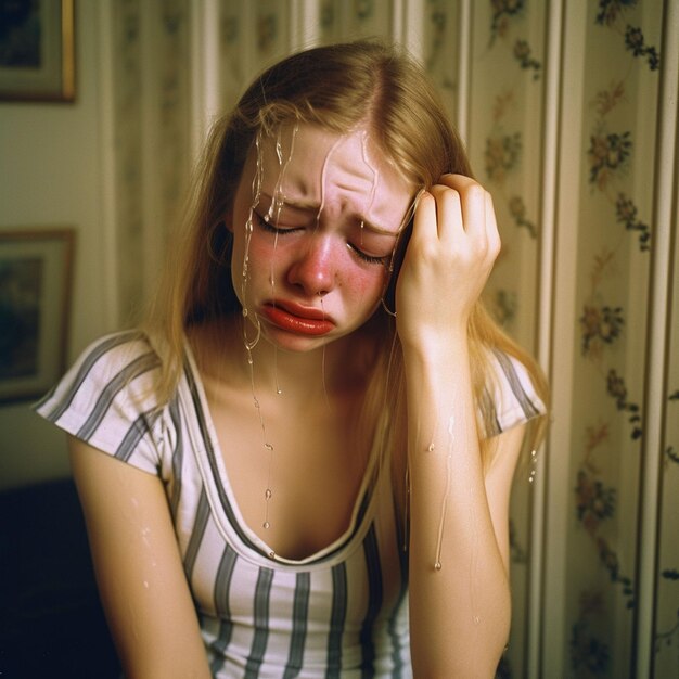 Foto ritratto di un bambino triste