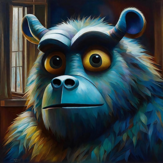 Portrait of a sad gorilla with big eyes The concept of sadness
