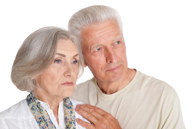 Portrait of sad senior couple