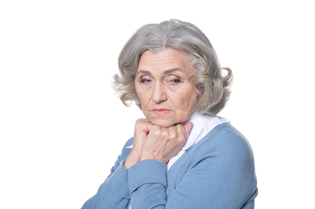 Portrait of sad senior woman