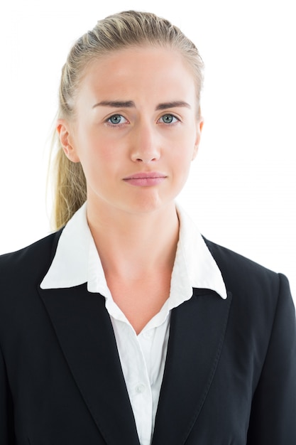 Portrait of sad young businesswoman 