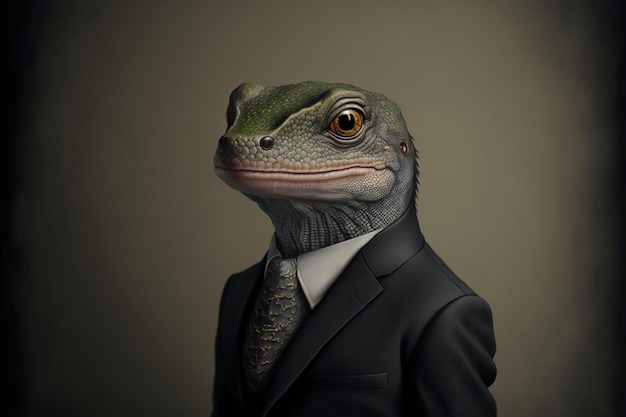 Portrait of a Salamander dressed in a formal business Suit