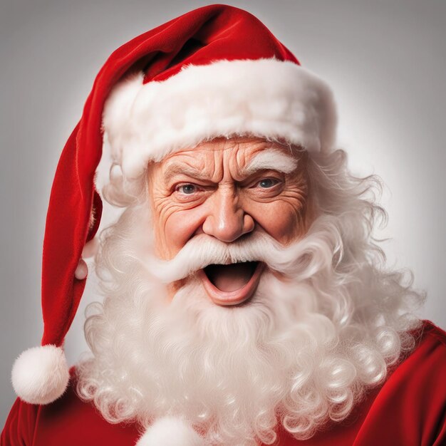 Photo portrait of a santa claus face reaction generative ai