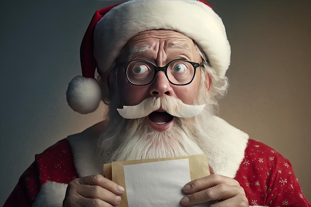 portrait of Santa Claus reading letter