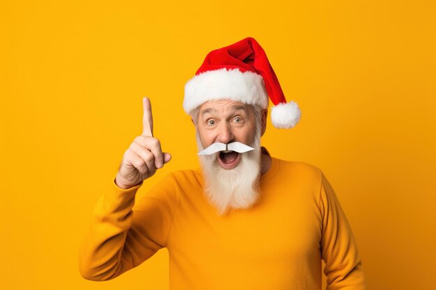 Portrait of santa claus showing thumbs up isolated on yellow background