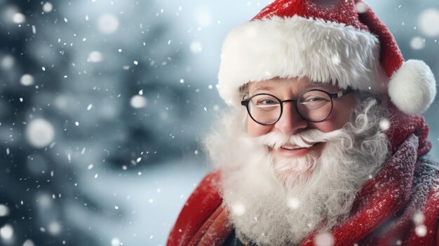 Portrait of santa claus in traditional red and white outfit cristmas spirit and gifts idea