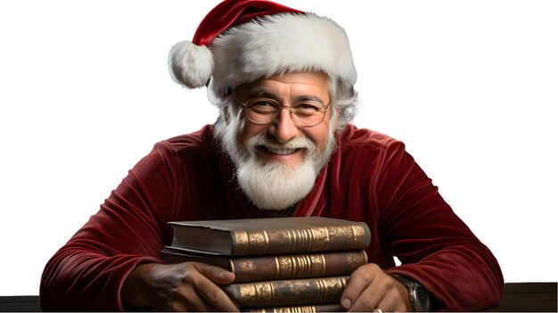 Portrait of santa claus with books