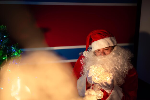 Portrait of santa clause decorate christmas tree in the houseThailand peopleXmas festival