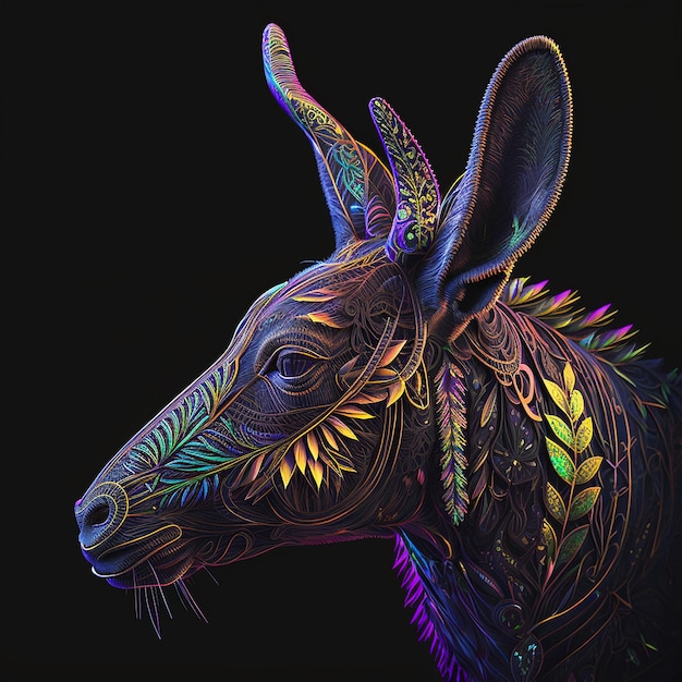 A portrait of a saola animal inspired animal art painting AI Generated Image