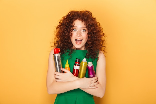 Portrait of a satisfied curly redhead woman