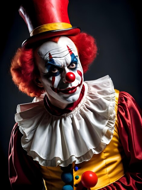 Premium AI Image | Portrait of a scary clown on a dark background ...