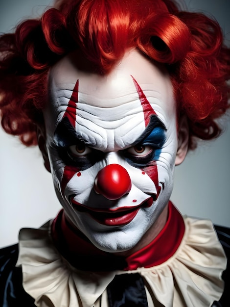 Portrait of a scary clown on a dark background Halloween Background Wallpaper