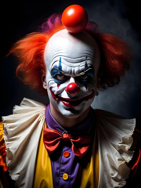 Portrait of a scary clown on a dark background halloween background wallpaper