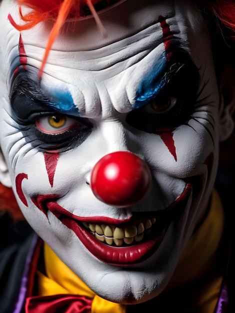 Portrait of a scary clown on a dark background halloween background wallpaper