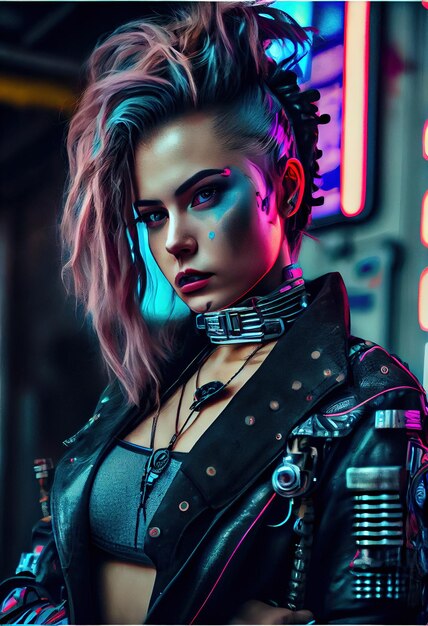 Portrait of a scifi cyberpunk girl