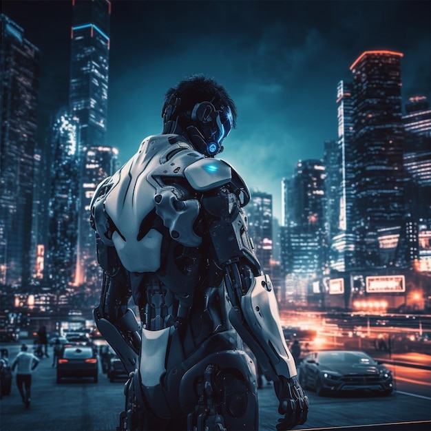 portrait of a scifi cyberpunk man