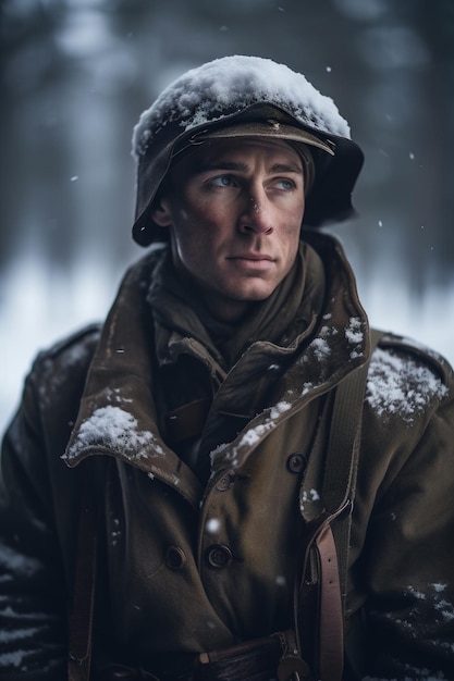 Photo portrait of second world war soldier