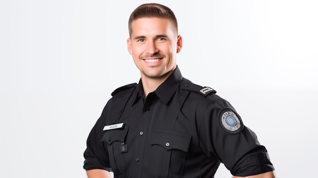 portrait of a security guard white background